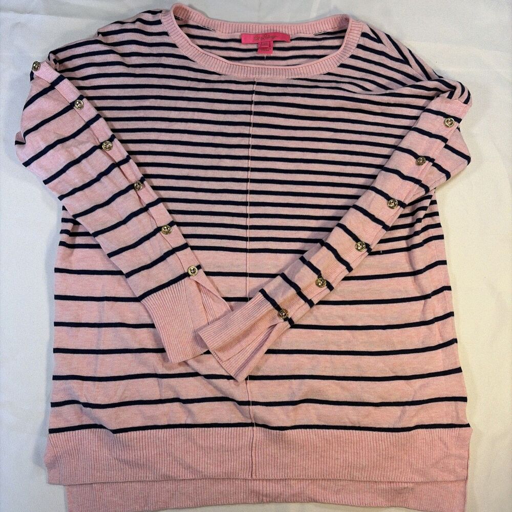Lilly Pulitzer Melanie Coolmax Pink Stripe Sweater Womens XS